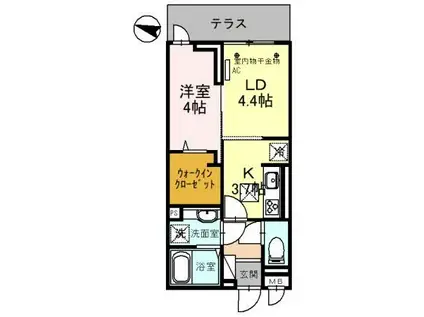 D-SERENO下藤沢(1LDK/1階)の間取り写真