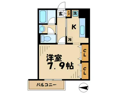 ライラック・ヴィラ・コシノ(1K/2階)の間取り写真