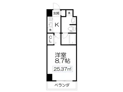 エルスタンザ仙台八幡(1K/5階)の間取り写真