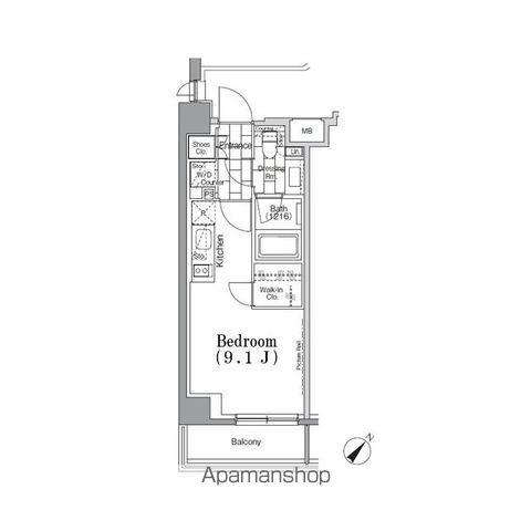 ONE ROOF FLAT TSUKISHIMA(ワンルーム/3階)の間取り写真