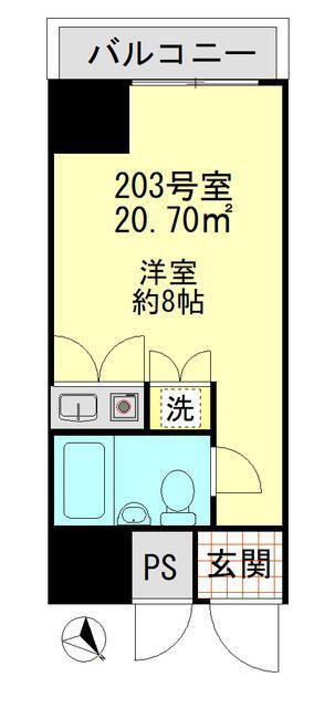 ロイヤル関内(ワンルーム/2階)の間取り写真