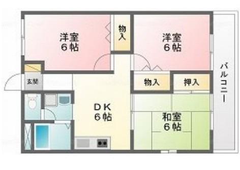 コア柏島(3DK/1階)の間取り写真