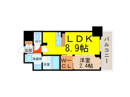 ハーモニーレジデンス名古屋 イースト(1LDK/8階)の間取り写真