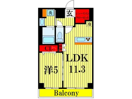 グランカミーユ江北(1LDK/2階)の間取り写真
