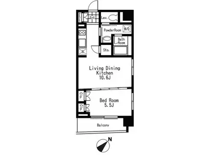 ドゥーエ日本橋浜町(1LDK/4階)の間取り写真