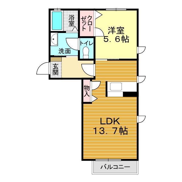 メゾンスカイヒルズ J棟(1LDK/1階)の間取り写真
