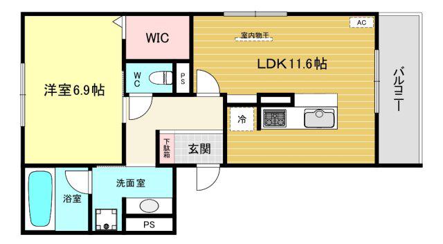 カームコート門戸(1LDK/2階)の間取り写真