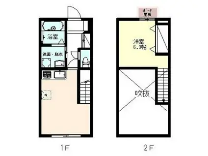 ホワイトハウス(1LDK/1階)の間取り写真