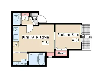 NET-K妙法寺II(1DK/1階)の間取り写真