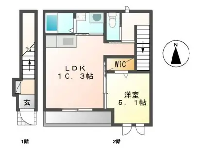 プレステージ・F(1LDK/2階)の間取り写真