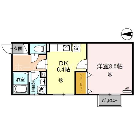 エトワール(1DK/2階)の間取り写真