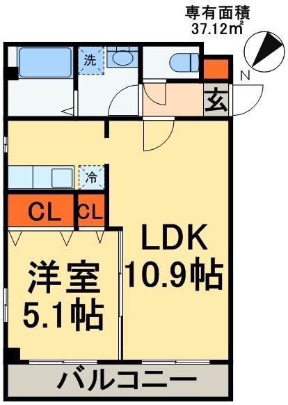 RIRIA幕張壱番館(1LDK/4階)の間取り写真