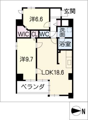 イーグルヘッド橦木(2LDK/7階)の間取り写真