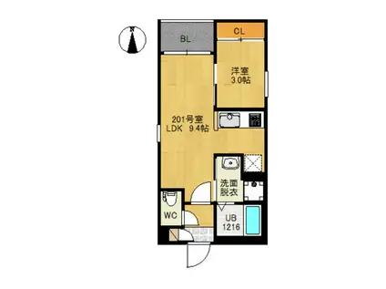 REGALEST仙台薬師堂(1LDK/2階)の間取り写真