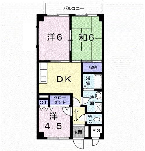 ハーベスト壱番館(3DK/4階)の間取り写真