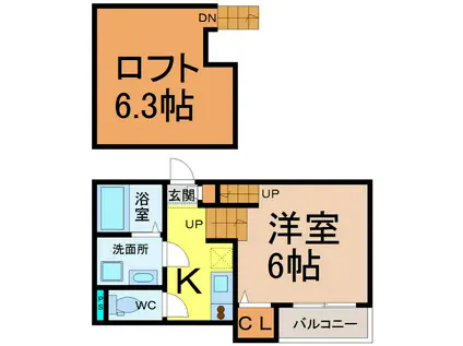 HUMMINGLIFE中村区役所(1K/2階)の間取り写真