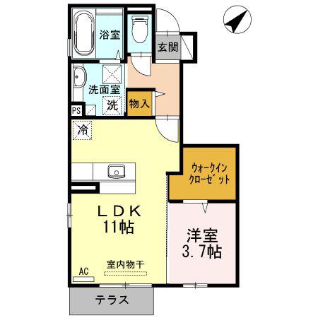 GARDEN COURT(1LDK/1階)の間取り写真
