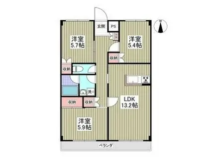 カーサガレリアI(3LDK/6階)の間取り写真