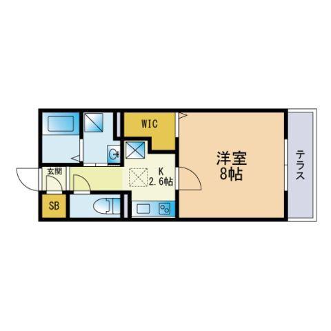 ローラス学研都市 B棟(1K/1階)の間取り写真