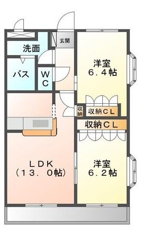トゥー・ル・モンド(2LDK/3階)の間取り写真