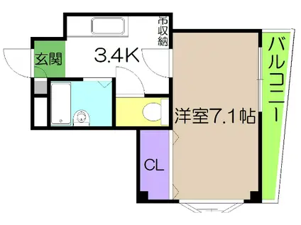 ピュア新田町(1K/2階)の間取り写真