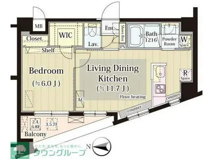 MIA CASA II(1LDK/4階)の間取り写真