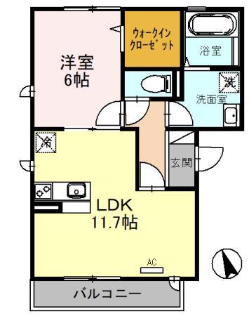 VALENCIA(1LDK/1階)の間取り写真