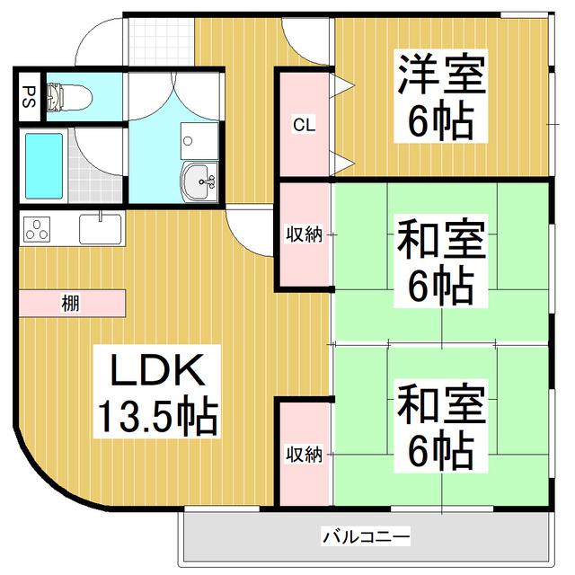マンションモトマチ(3LDK/2階)の間取り写真
