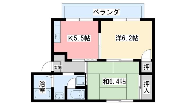 プレミール深田(2DK/2階)の間取り写真