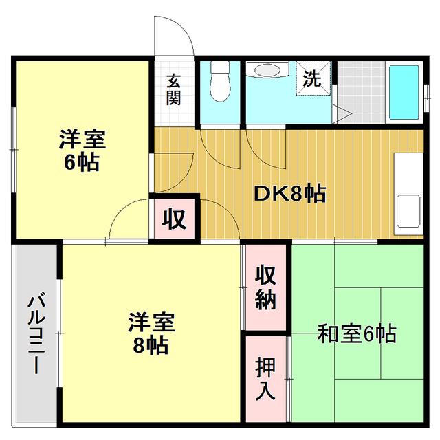 シティ次郎丸(3DK/2階)の間取り写真
