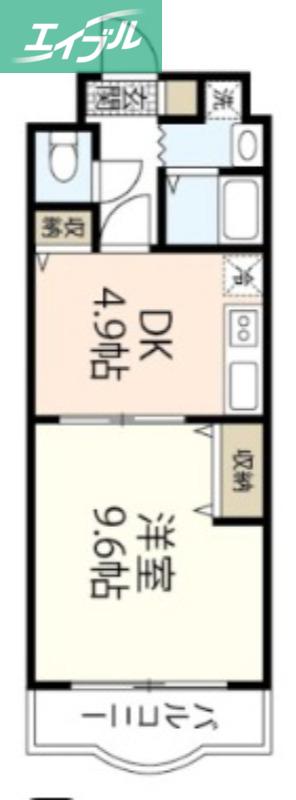 シオン北長瀬(1DK/6階)の間取り写真