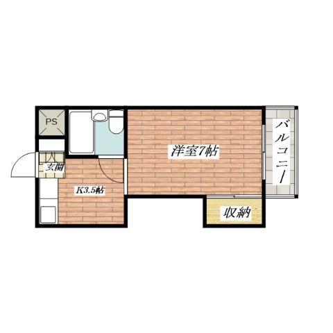 第33マンション(1K/1階)の間取り写真