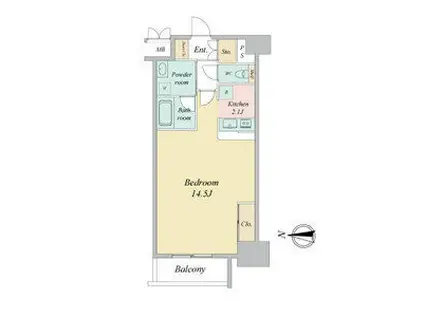 グラヴィス鶴舞(ワンルーム/9階)の間取り写真