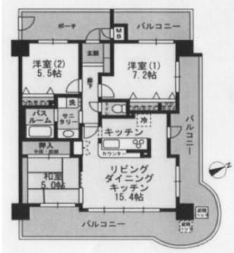 アルファステイツ野里駅前(3LDK/10階)の間取り写真