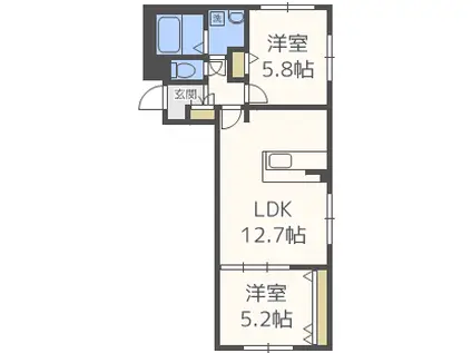 クチュールN42(2LDK/1階)の間取り写真