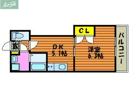GRAND ETERNA岡山II(1DK/5階)の間取り写真