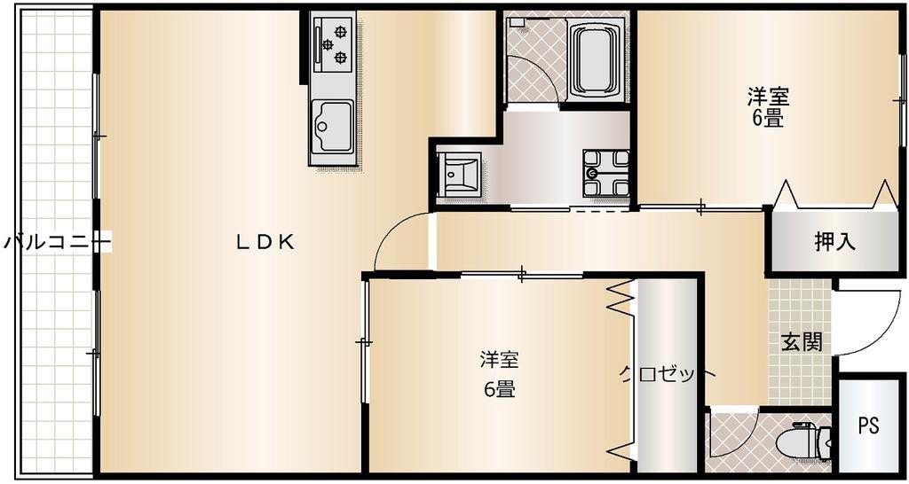 メロディーハイツ五月が丘(3LDK/5階)の間取り写真