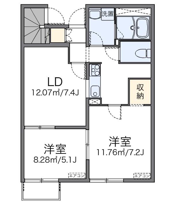 レオネクストエスペランサ(2LDK/1階)の間取り写真