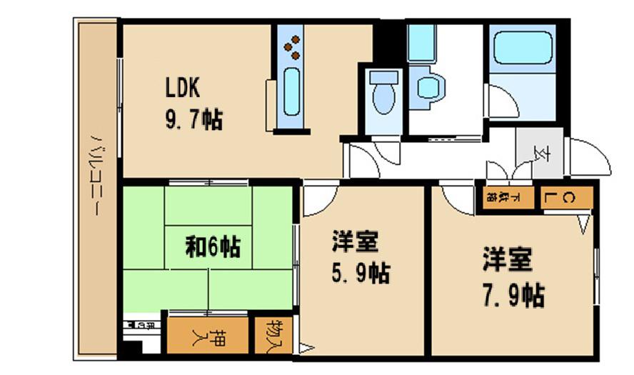 IVY HEIGHTS(2LDK/8階)の間取り写真
