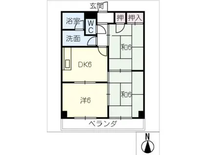ハイツ山恵(3DK/3階)の間取り写真