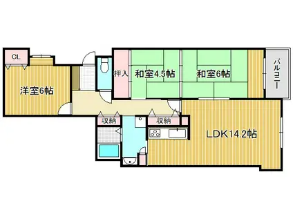 コスモ守山5番館(3LDK/7階)の間取り写真
