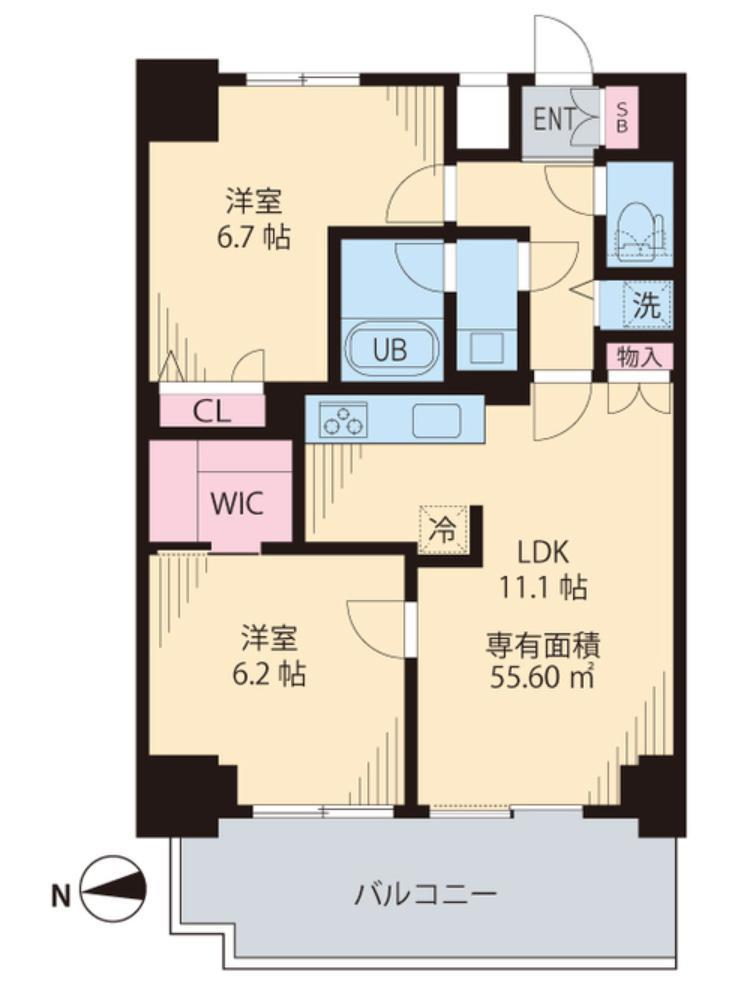 SWEET HILLSお花茶屋(2LDK/11階)の間取り写真