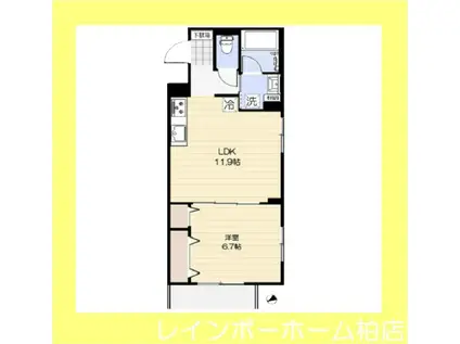 SOFI新松戸(1LDK/2階)の間取り写真