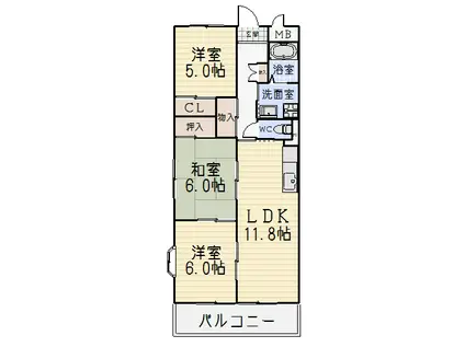 シャリテ西味鋺S棟(3LDK/3階)の間取り写真