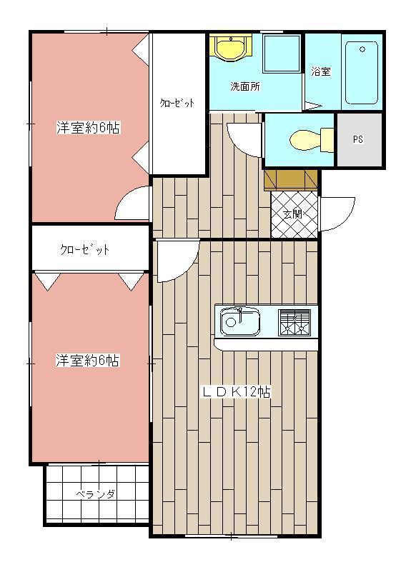 MDIロイヤルレジデンス折尾(2LDK/2階)の間取り写真