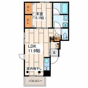 DEAR COURT AKABANE(1LDK/1階)の間取り写真