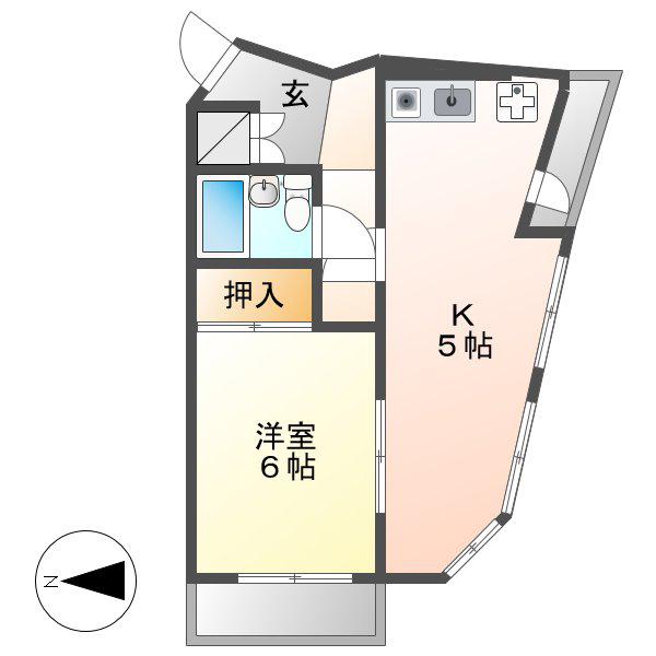 ブルーシャンピア芝川(1DK/3階)の間取り写真