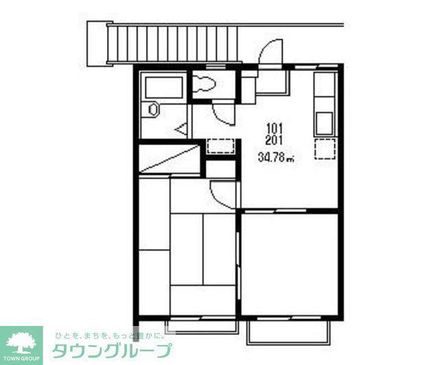 ハイツ住吉(2DK/1階)の間取り写真