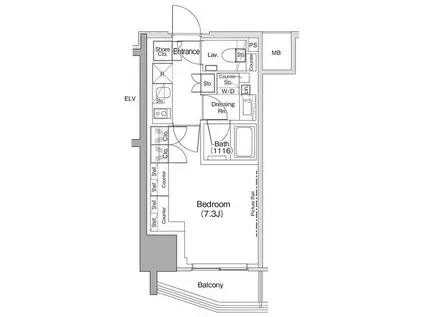 ザ・パークハビオ荏原中延駅前(1K/10階)の間取り写真
