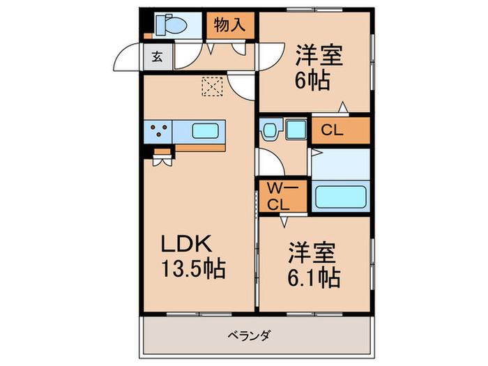 プロスペリティ(2LDK/2階)の間取り写真